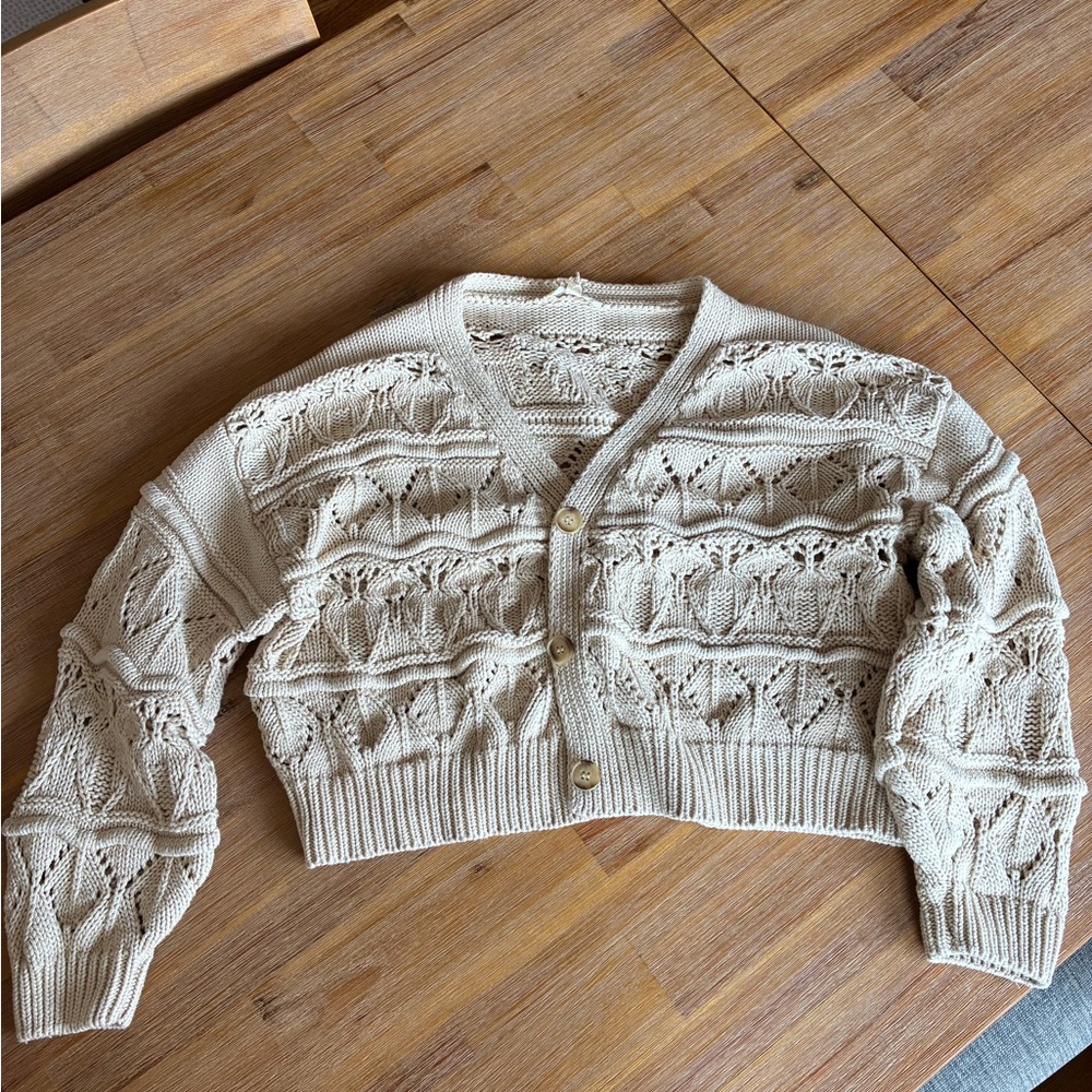 Grade & Gather Beige Knit Cardigan